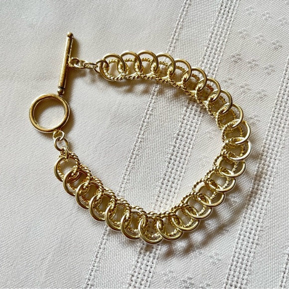 Chainmaille Rope & Smooth Texture Rings Bracelet Double Link Charm Bracelet - Picture 7 of 16